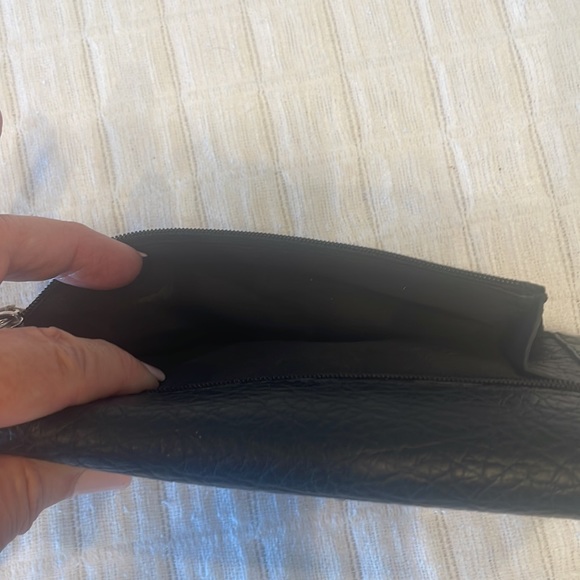 Nine West wallet leather navy blue & white foldable zipper snap pockets - Picture 5 of 6